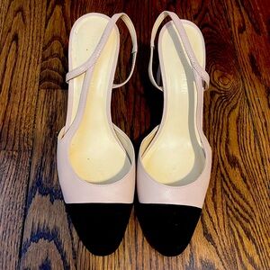 Ivanka Trump cap toe nude and black slingback pumps. Size 9.5 women’s.